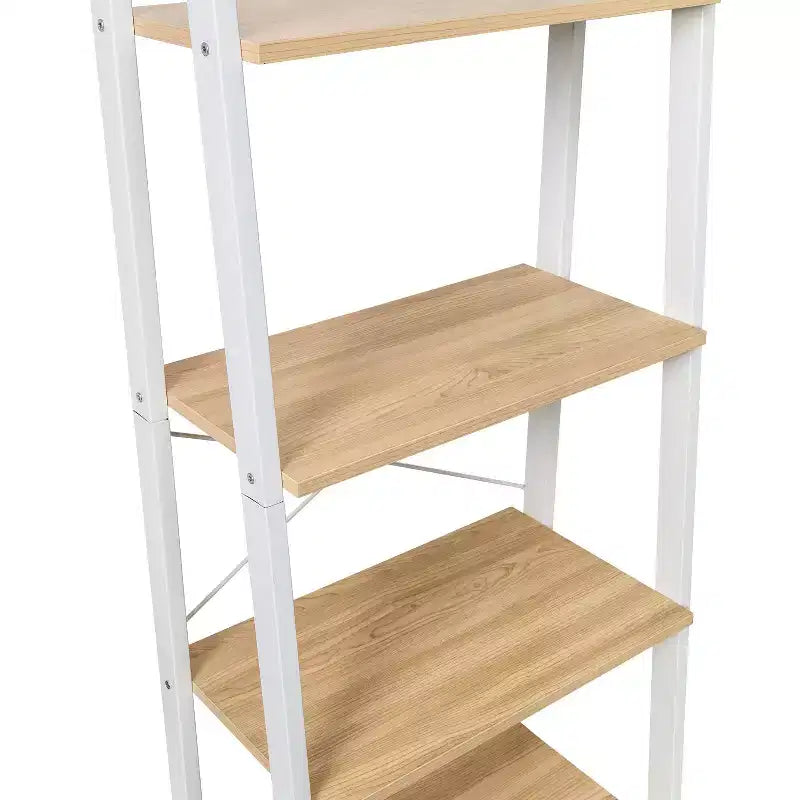 Étagère échelle blanche à 5 niveaux, cadre en acier, hauteur de 172 cm, capacité de 22,7 kg, finition en placage