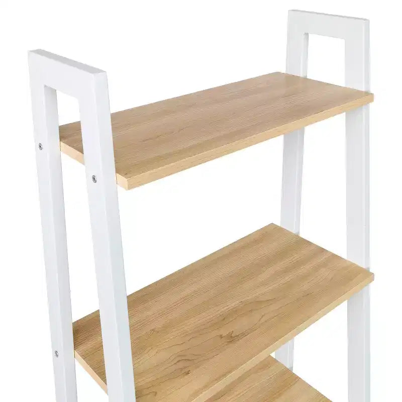 Étagère échelle blanche à 5 niveaux, cadre en acier, hauteur de 172 cm, capacité de 22,7 kg, finition en placage