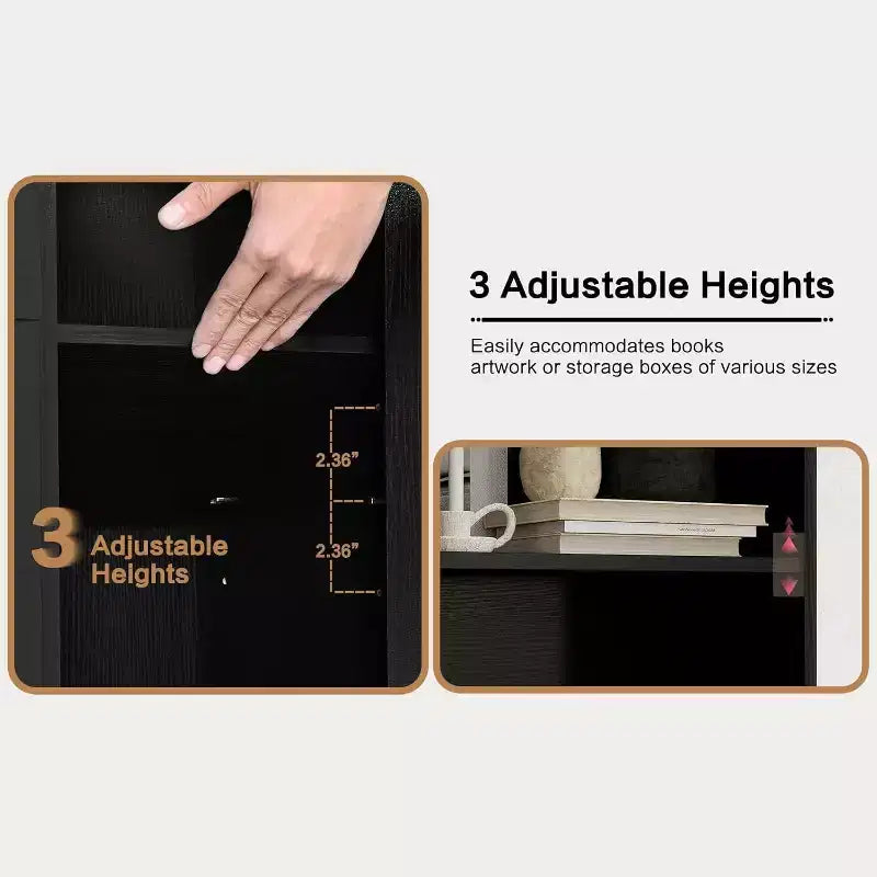 Étagère à livres à 6 niveaux avec porte et 3 tiroirs, bibliothèque de 180 cm de haut avec 3 étagères ouvertes, pour bureau ou chambre à coucher