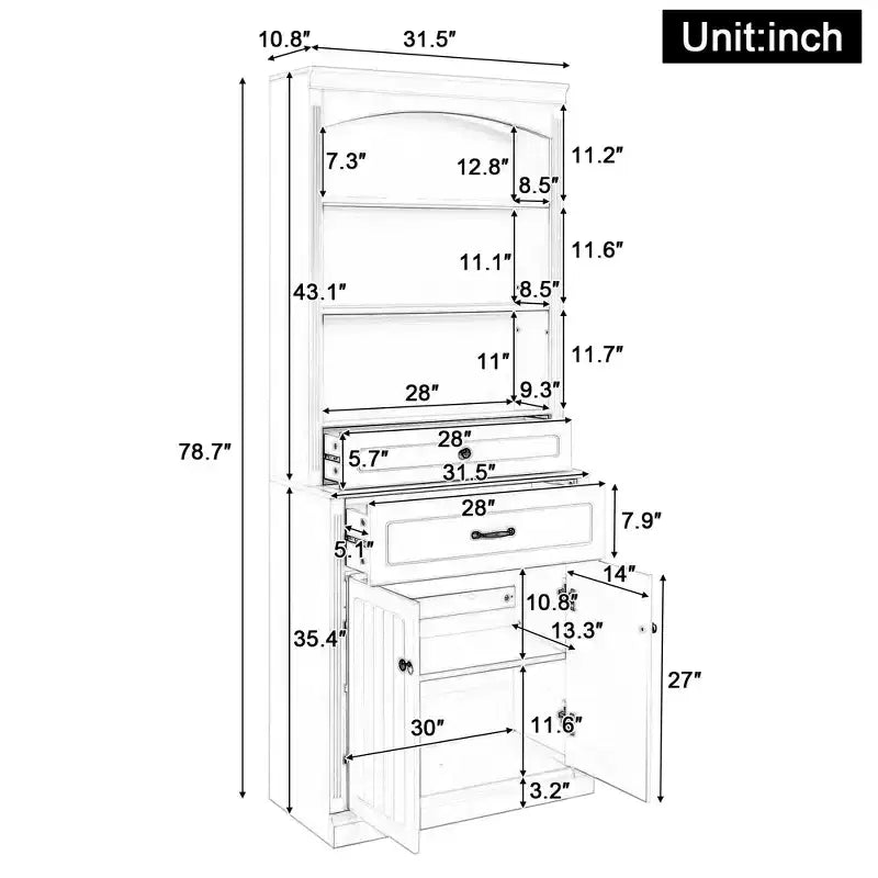 Meuble de rangement de salle de bain blanc mat avec 3 étagères, 2 tiroirs et 2 portes, anti-basculement