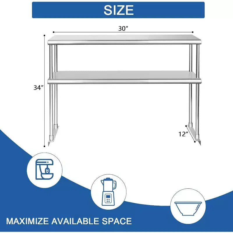 Table de travail en acier inoxydable avec crédence et roulettes, étagère inférieure réglable, pour cuisine, restaurant, buanderie