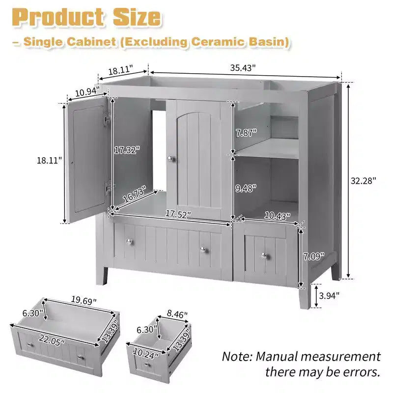 Meuble-lavabo gris sans vasque