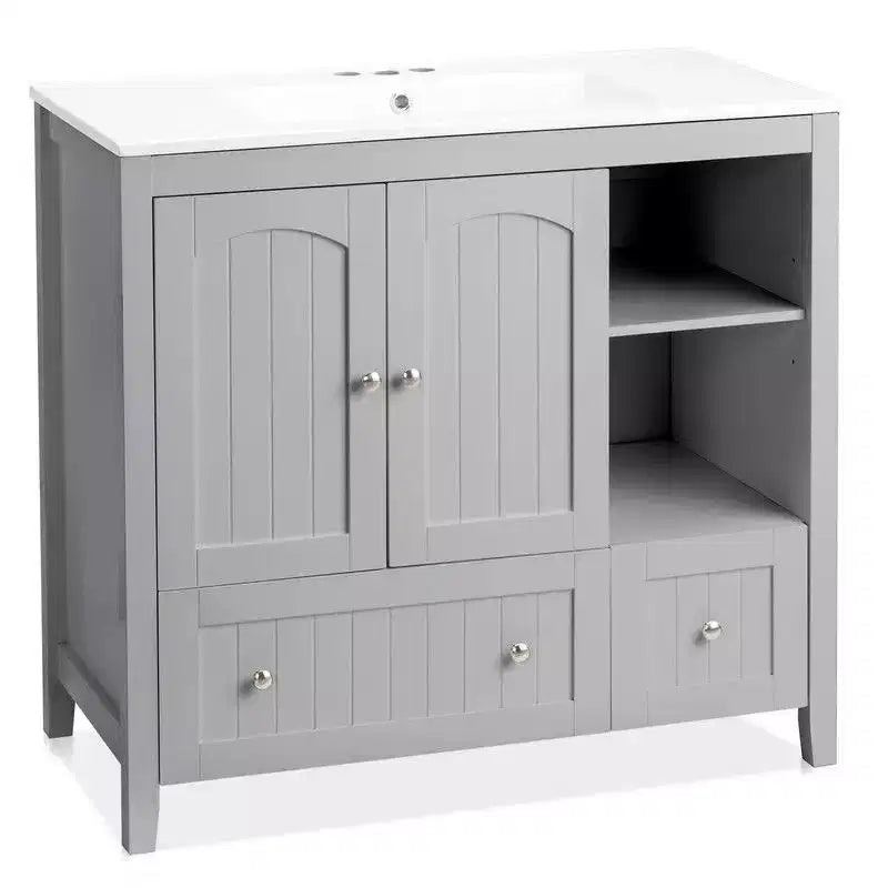 Meuble-lavabo gris sans vasque