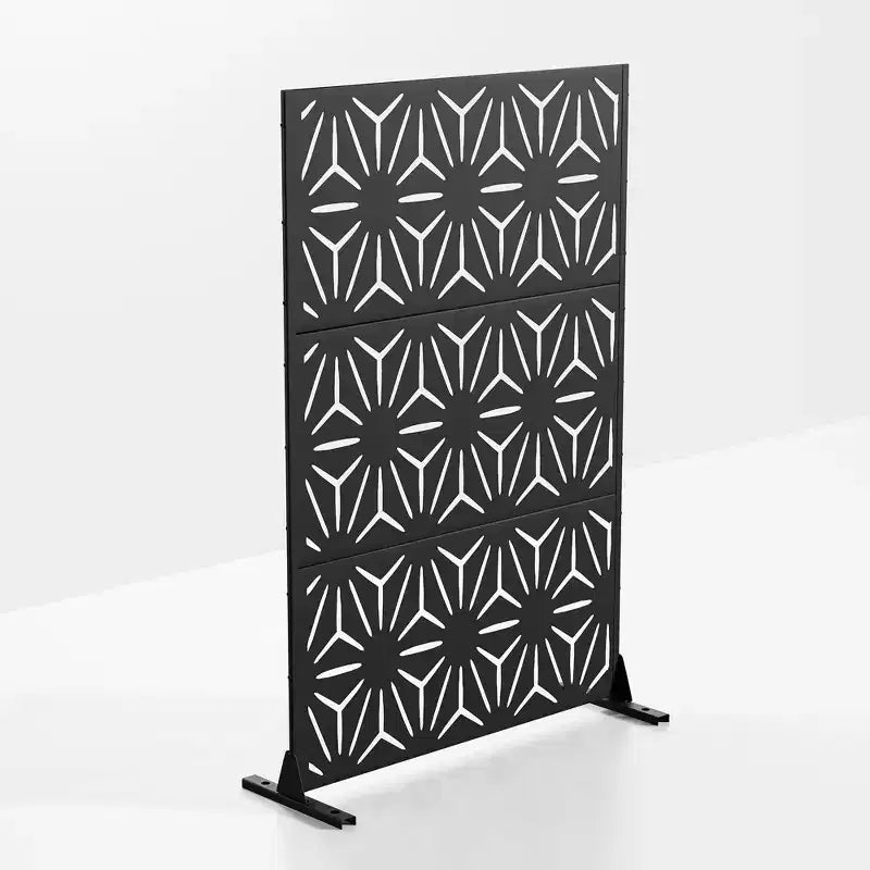Brise-vue Autoportant Décoratif en Acier Galvanisé Noir pour Extérieur et Intérieur