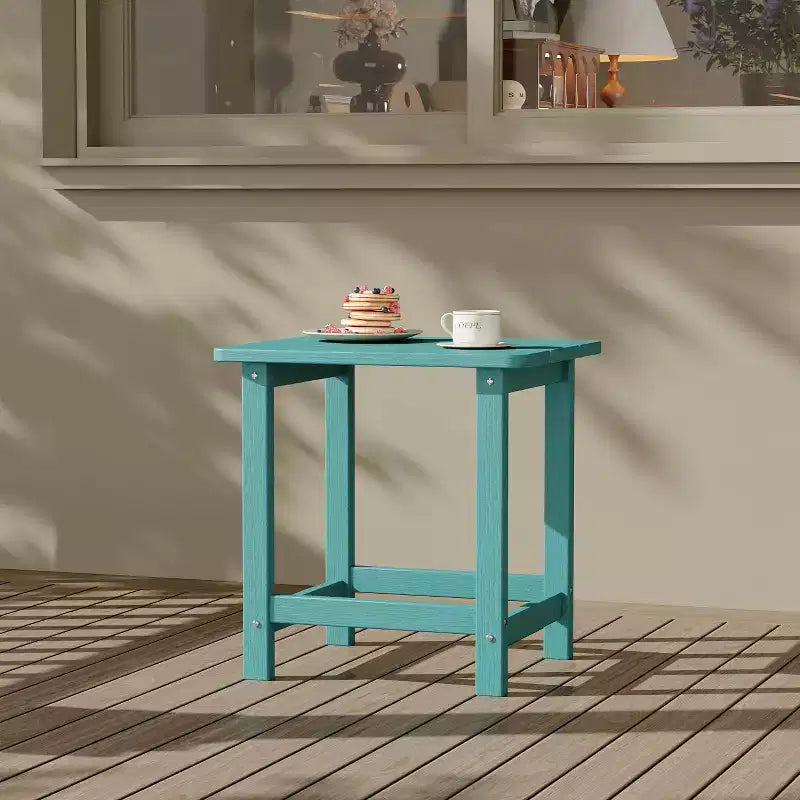 Table d'appoint d'extérieur carrée en PEHD, table de patio Adirondack durable pour la plage/véranda, résistante aux intempéries et facile à assembler