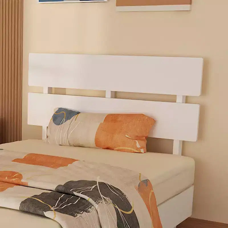 Cadre de lit double en bois massif avec tête de lit, style moderne du milieu du siècle, blanc