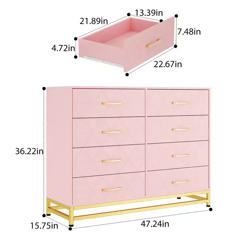 Commode haute à 8 tiroirs avec plateau en bois, meuble de rangement moderne pour chambre, salon, couloir