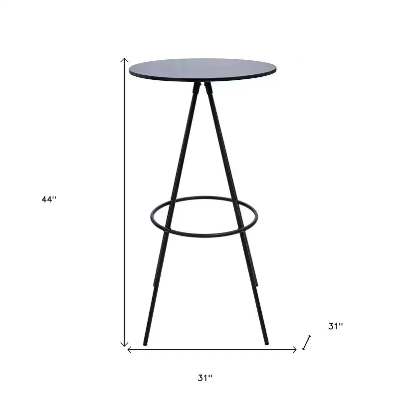 Table de bar 31" en bois et fer arrondis noirs