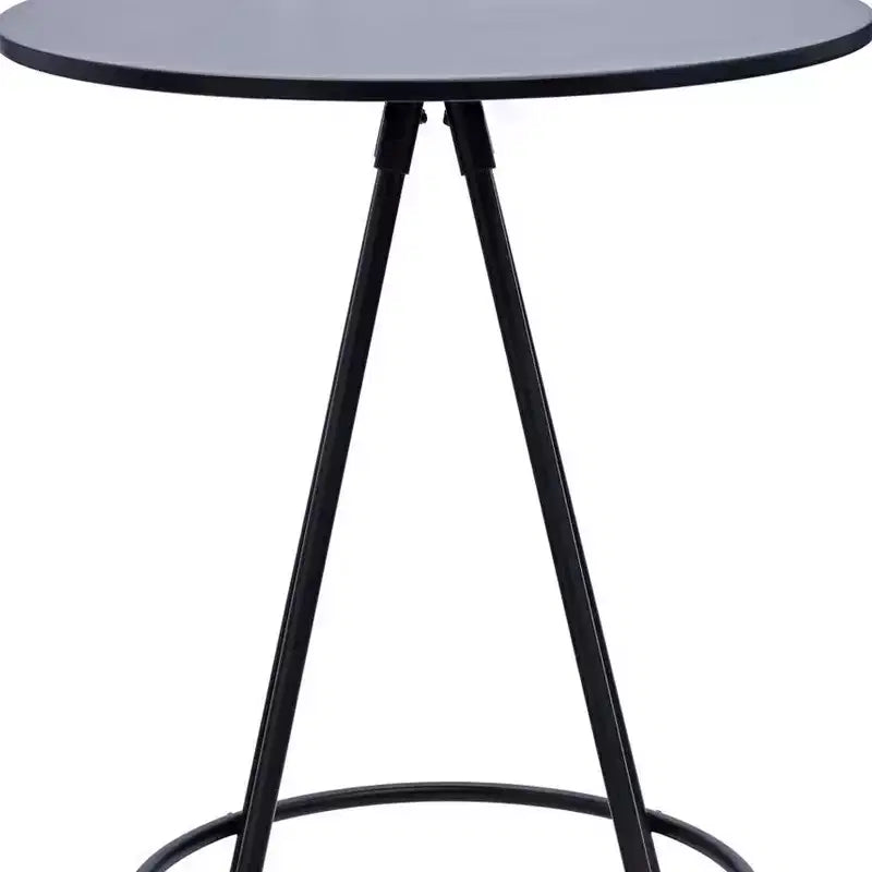 Table de bar 31" en bois et fer arrondis noirs
