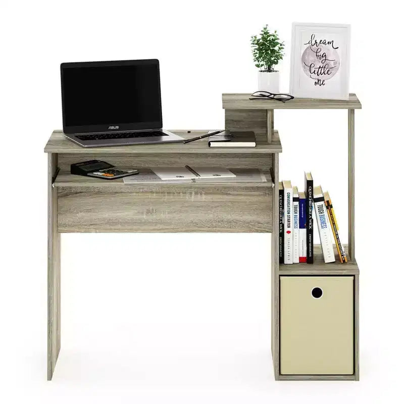 Bureau d'écriture en verre gris de 30 po avec tiroir de classement