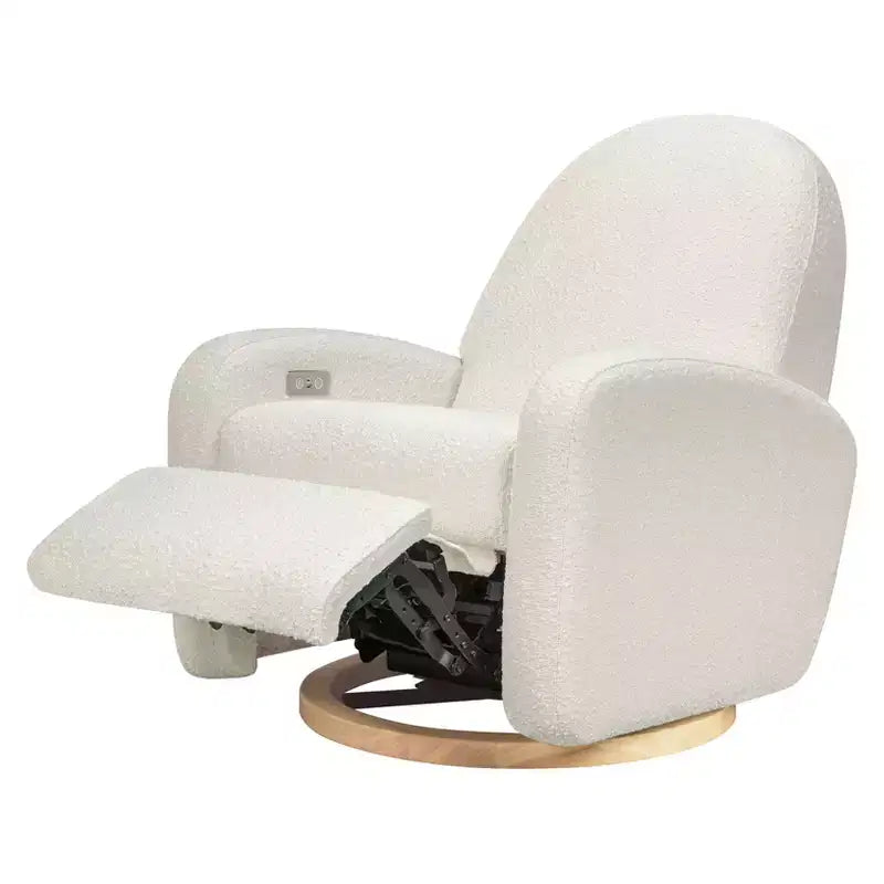Fauteuil inclinable et pivotant électronique avec port USB, tissu bouclette, chaise de nurserie