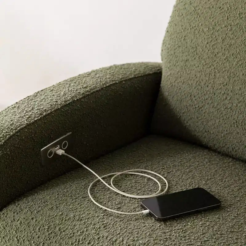 Fauteuil inclinable et pivotant électronique avec port USB, tissu bouclette, chaise de nurserie