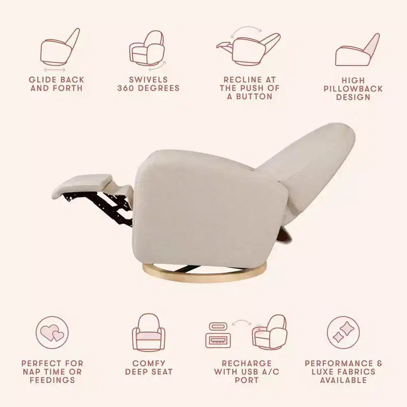 Fauteuil inclinable et pivotant électronique avec port USB, tissu bouclette, chaise de nurserie