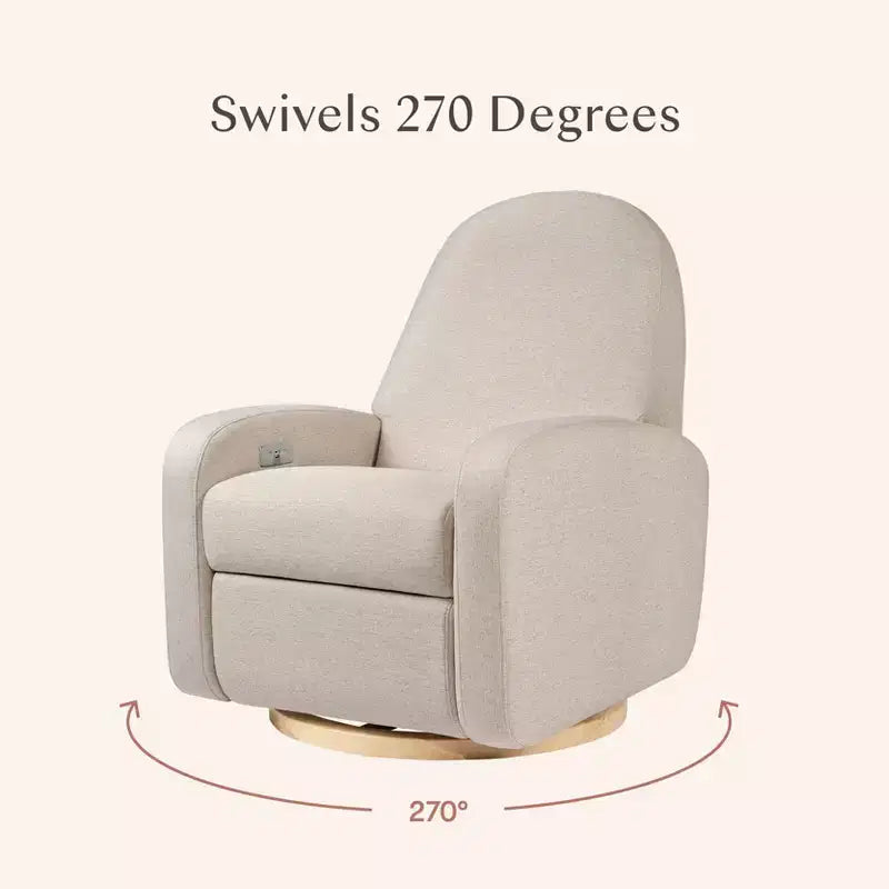 Fauteuil inclinable et pivotant électronique avec port USB, tissu bouclette, chaise de nurserie