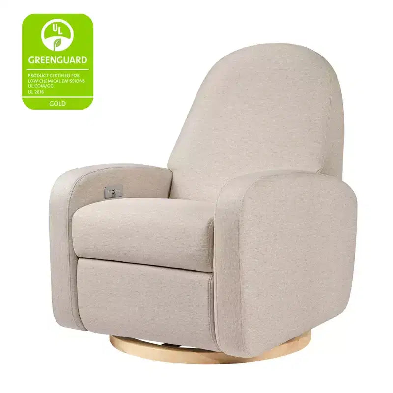 Fauteuil inclinable et pivotant électronique avec port USB, tissu bouclette, chaise de nurserie