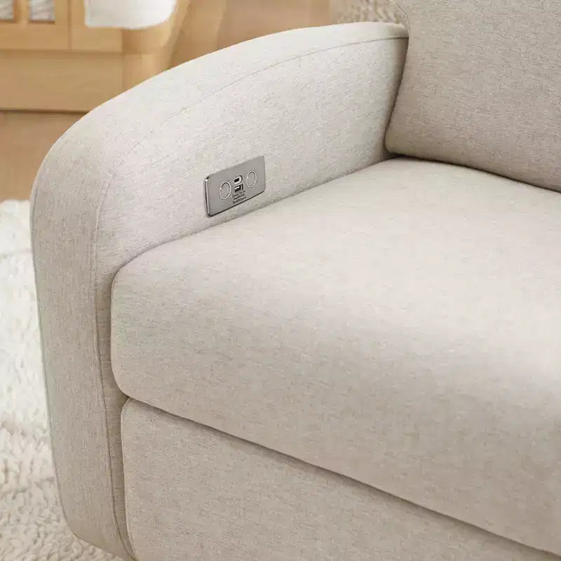 Fauteuil inclinable et pivotant électronique avec port USB, tissu bouclette, chaise de nurserie
