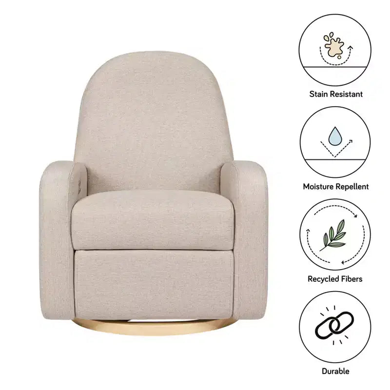 Fauteuil inclinable et pivotant électronique avec port USB, tissu bouclette, chaise de nurserie