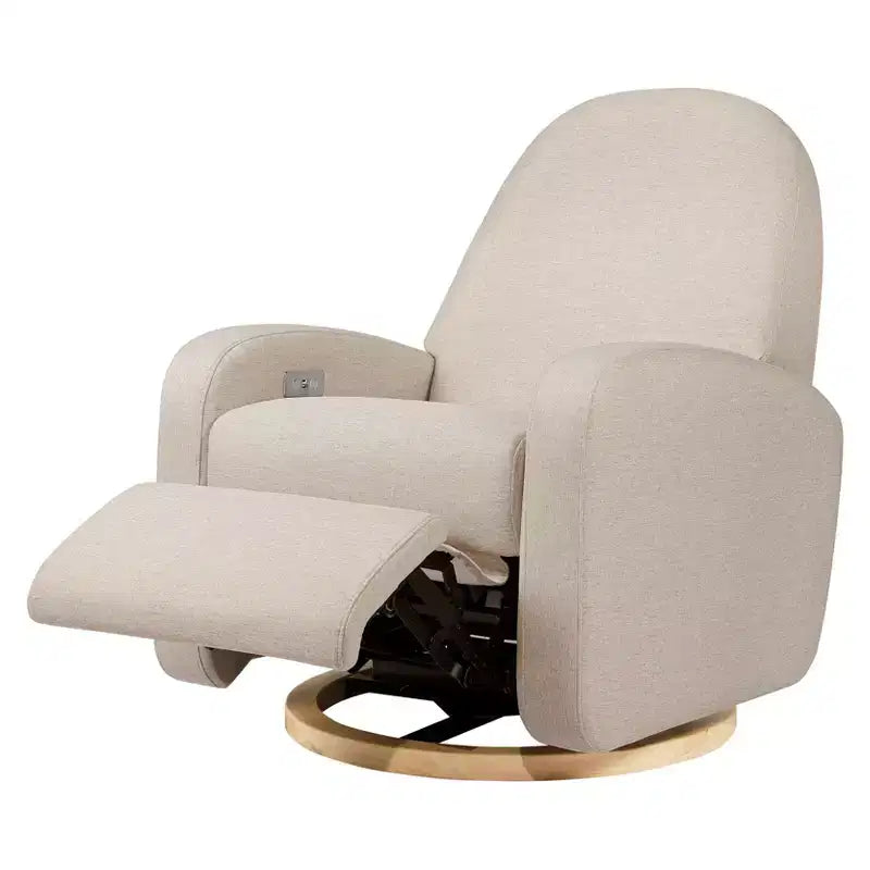 Fauteuil inclinable et pivotant électronique avec port USB, tissu bouclette, chaise de nurserie