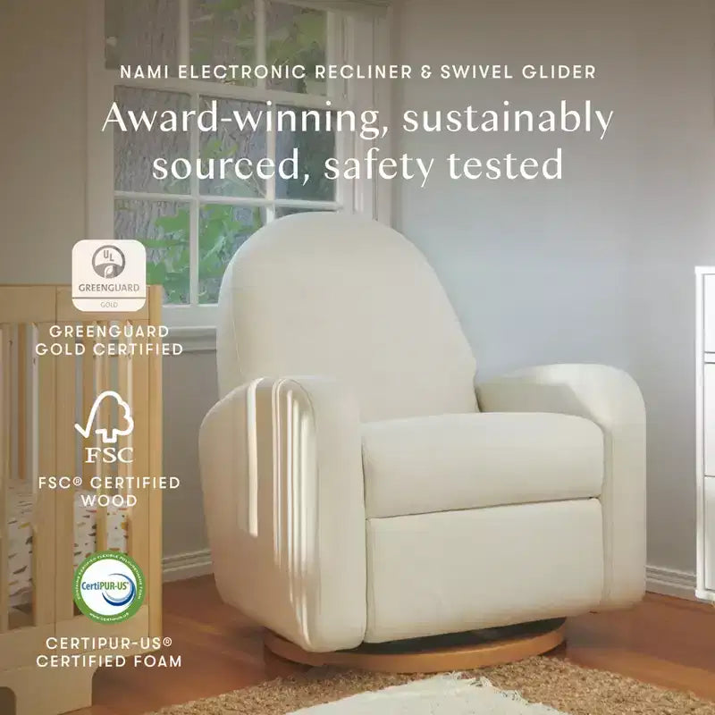 Fauteuil inclinable et pivotant électronique avec port USB, tissu bouclette, chaise de nurserie