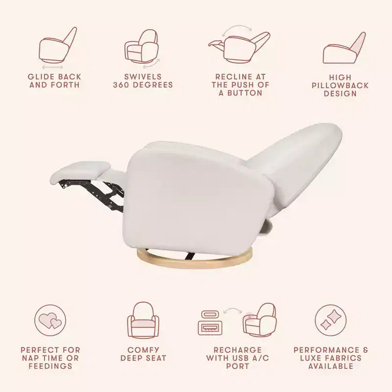 Fauteuil inclinable et pivotant électronique avec port USB, tissu bouclette, chaise de nurserie