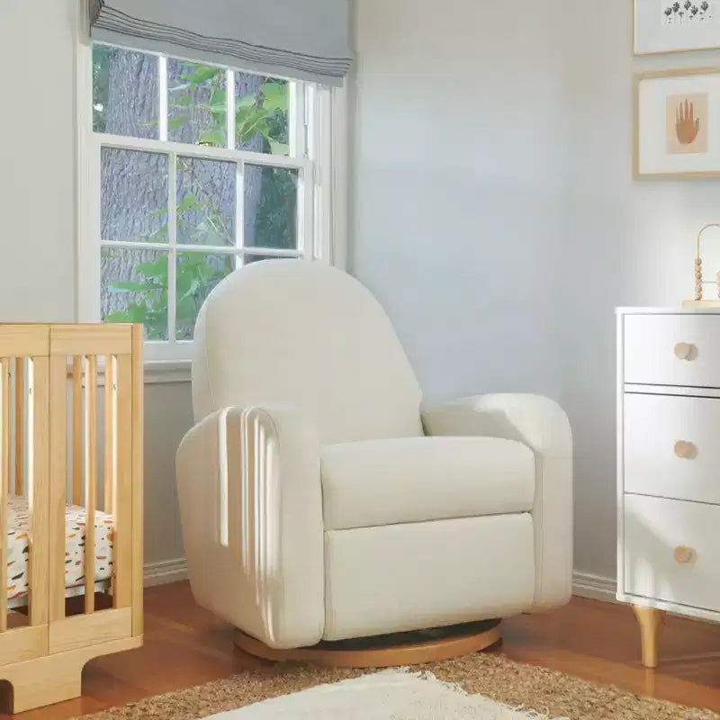 Fauteuil inclinable et pivotant électronique avec port USB, tissu bouclette, chaise de nurserie