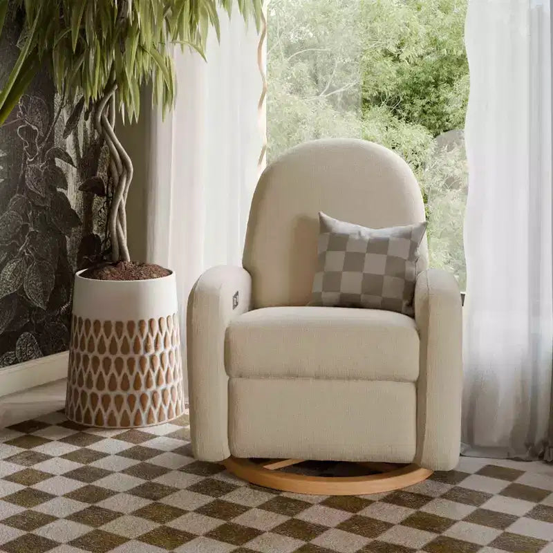 Fauteuil inclinable et pivotant électronique avec port USB, tissu bouclette, chaise de nurserie