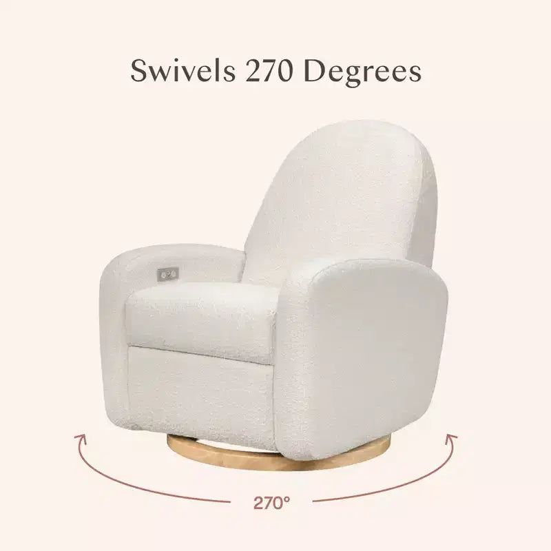 Fauteuil inclinable et pivotant électronique avec port USB, tissu bouclette, chaise de nurserie