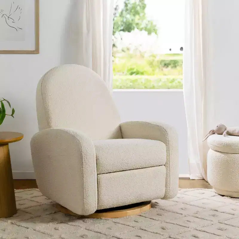 Fauteuil inclinable et pivotant électronique avec port USB, tissu bouclette, chaise de nurserie