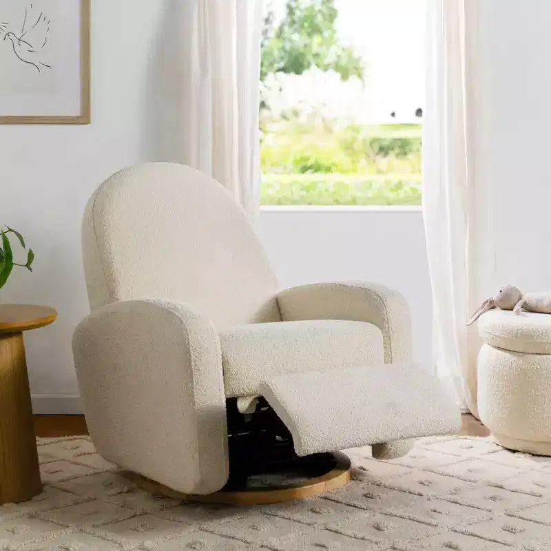 Fauteuil inclinable et pivotant électronique avec port USB, tissu bouclette, chaise de nurserie