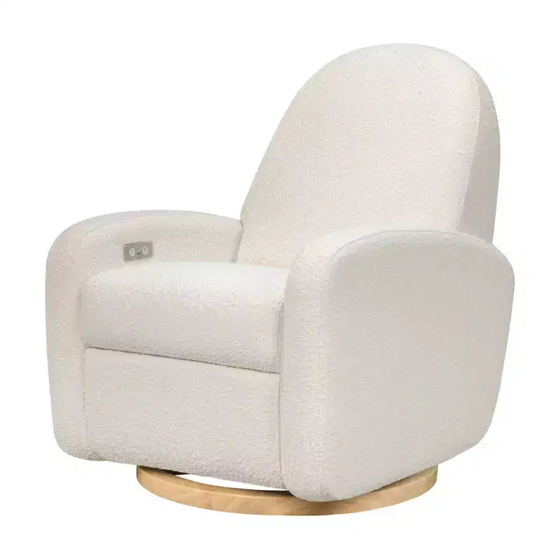 Fauteuil inclinable et pivotant électronique avec port USB, tissu bouclette, chaise de nurserie