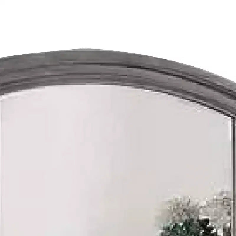 Miroir de commode, cadre en bois de pin gris, détails sculptés rustiques 36x42