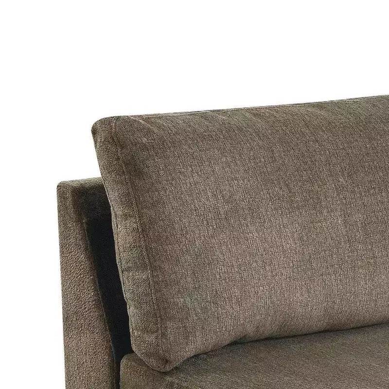 Fauteuil en tissu sans accoudoirs avec coussins de dossier amovibles, marron