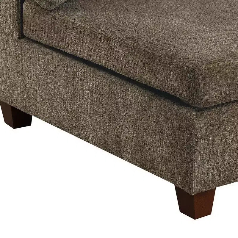 Fauteuil en tissu sans accoudoirs avec coussins de dossier amovibles, marron