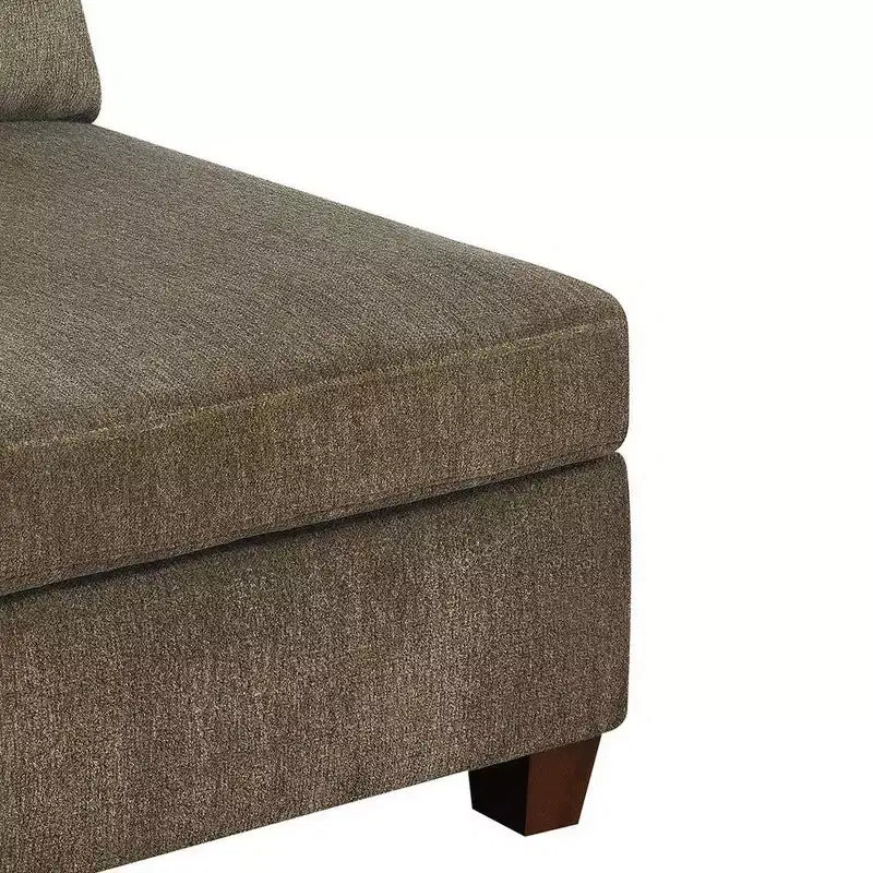Fauteuil en tissu sans accoudoirs avec coussins de dossier amovibles, marron