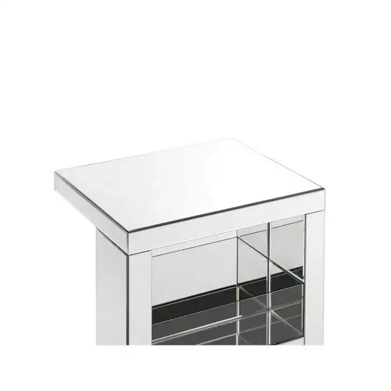 Table d'appoint avec panneaux miroirs et forme en C, Argenté