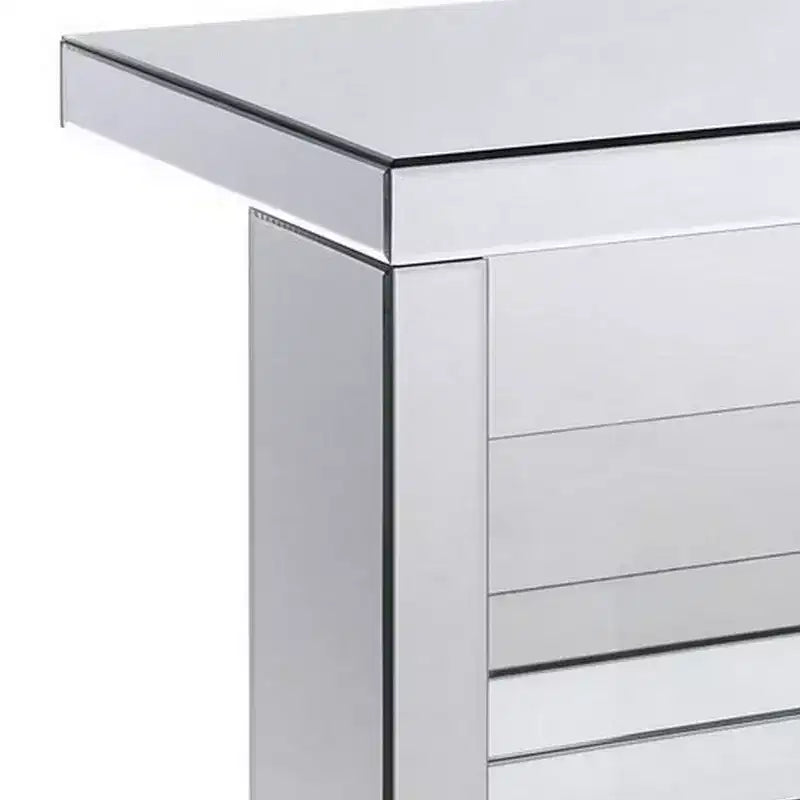 Table d'appoint avec panneaux miroirs et forme en C, Argenté