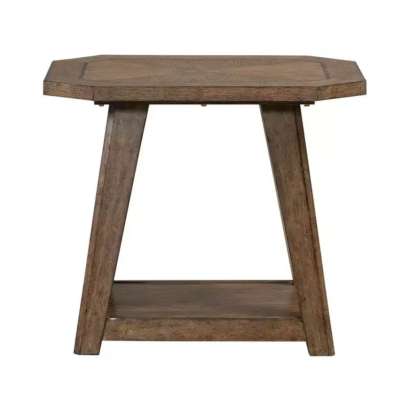 Table d'appoint octogonale pour salon, Chêne brun ambré