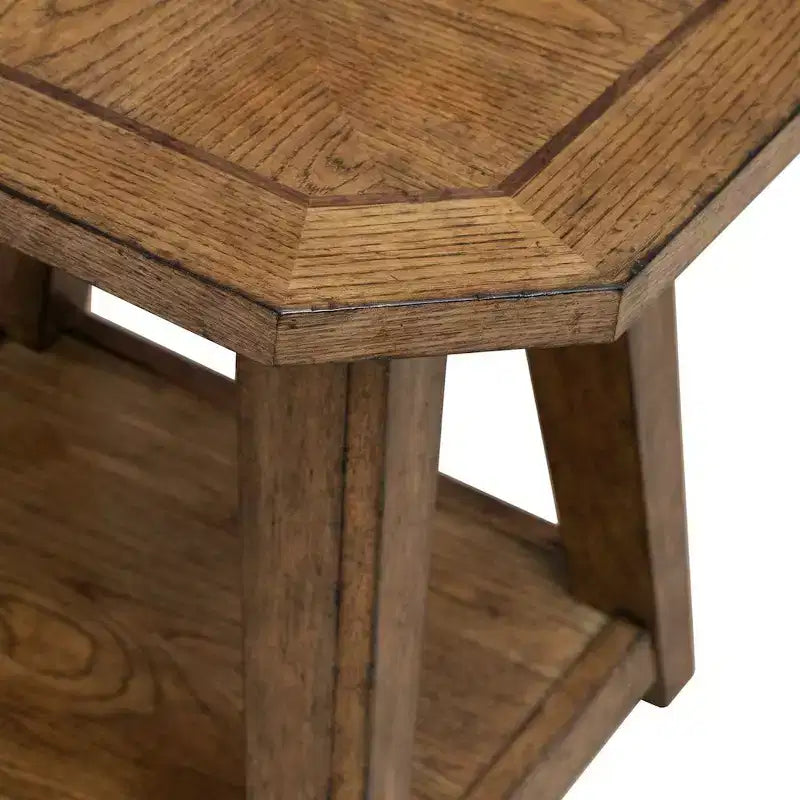 Table d'appoint octogonale pour salon, Chêne brun ambré
