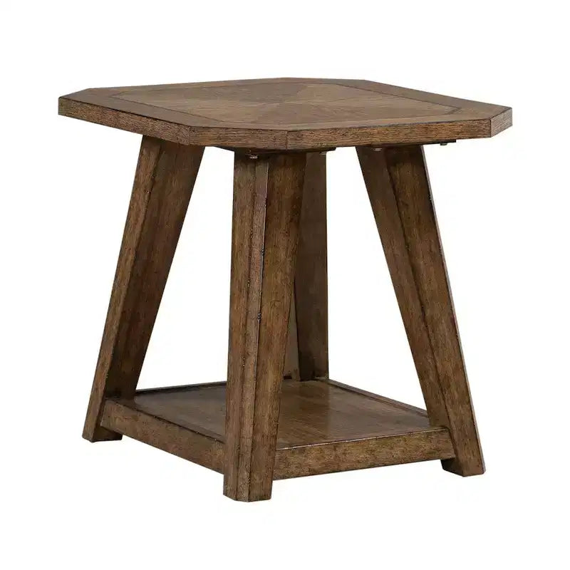 Table d'appoint octogonale pour salon, Chêne brun ambré