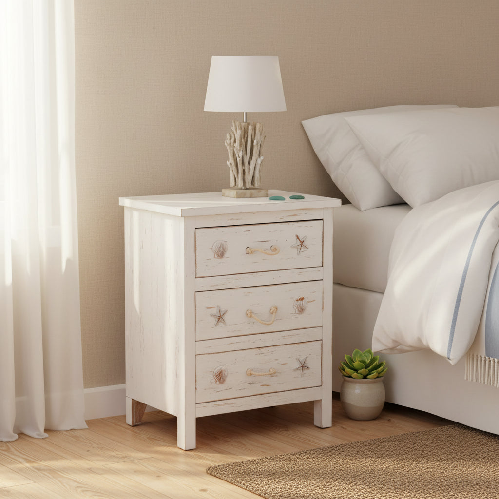 Crestview Collection White Solid Wood 3 Drawer Accent Chest