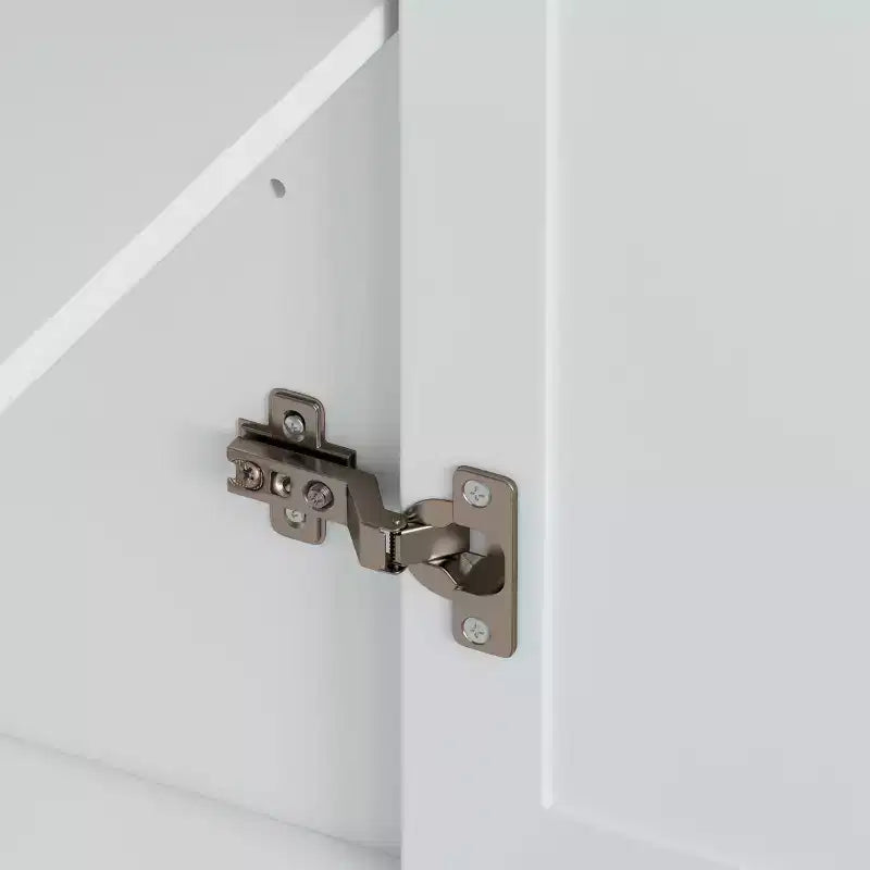 Desserte de cuisine blanche avec placard à 2 portes et 2 tiroirs, plateau pliant en bois d'hévéa, porte-épices et casier à vin