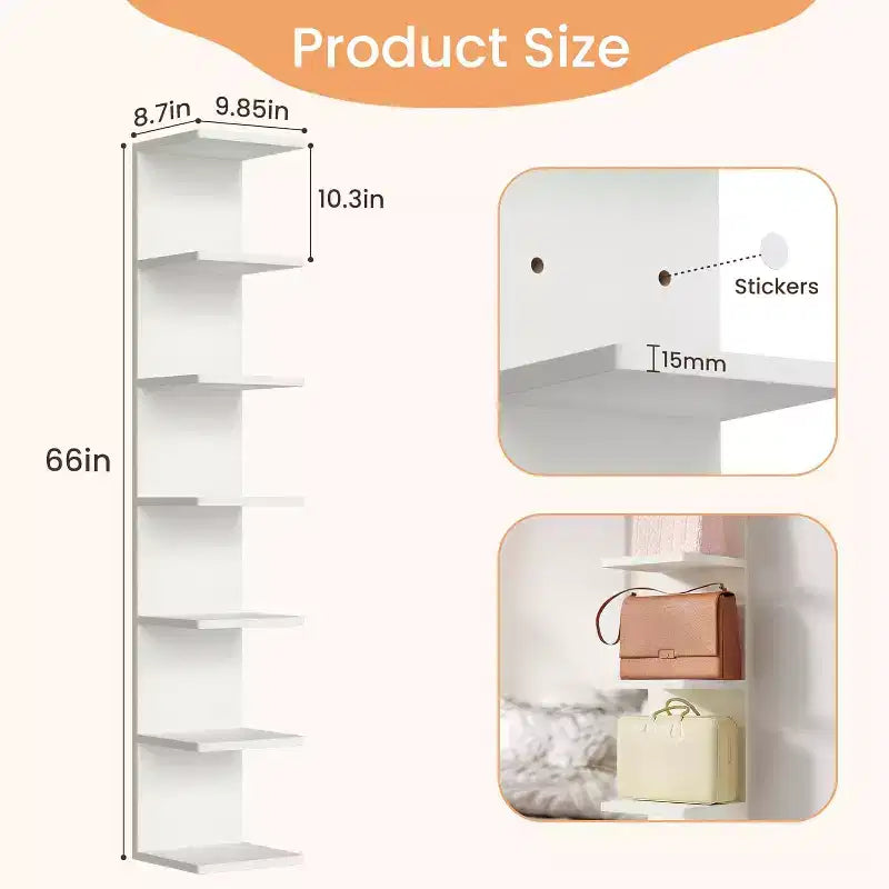 Étagère murale flottante à 7 niveaux blanche, rangement et présentoir mural pour chambre, salon, bureau