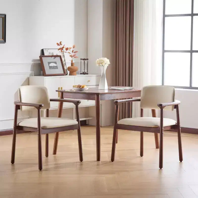 chaises de salle à manger rétro en PU avec cadre en bois massif, fauteuils d'appoint pour salle à manger ou salon