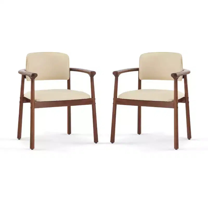 chaises de salle à manger rétro en PU avec cadre en bois massif, fauteuils d'appoint pour salle à manger ou salon