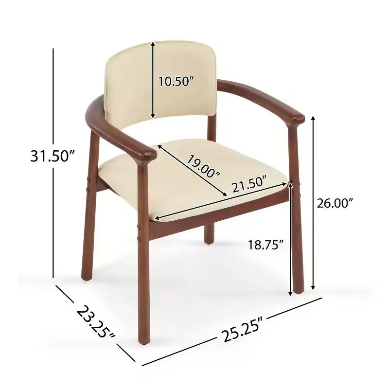 chaises de salle à manger rétro en PU avec cadre en bois massif, fauteuils d'appoint pour salle à manger ou salon