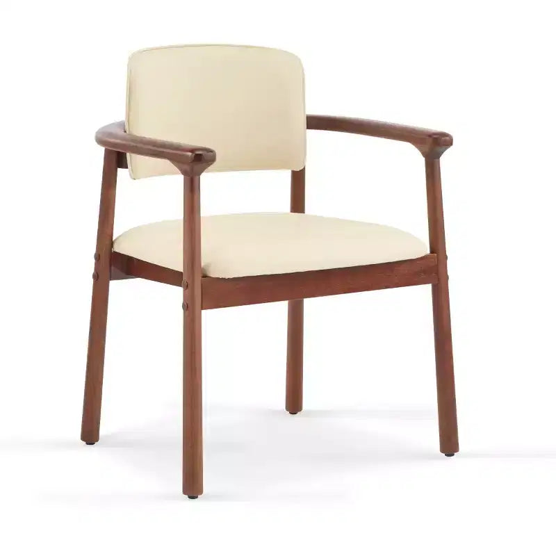 chaises de salle à manger rétro en PU avec cadre en bois massif, fauteuils d'appoint pour salle à manger ou salon