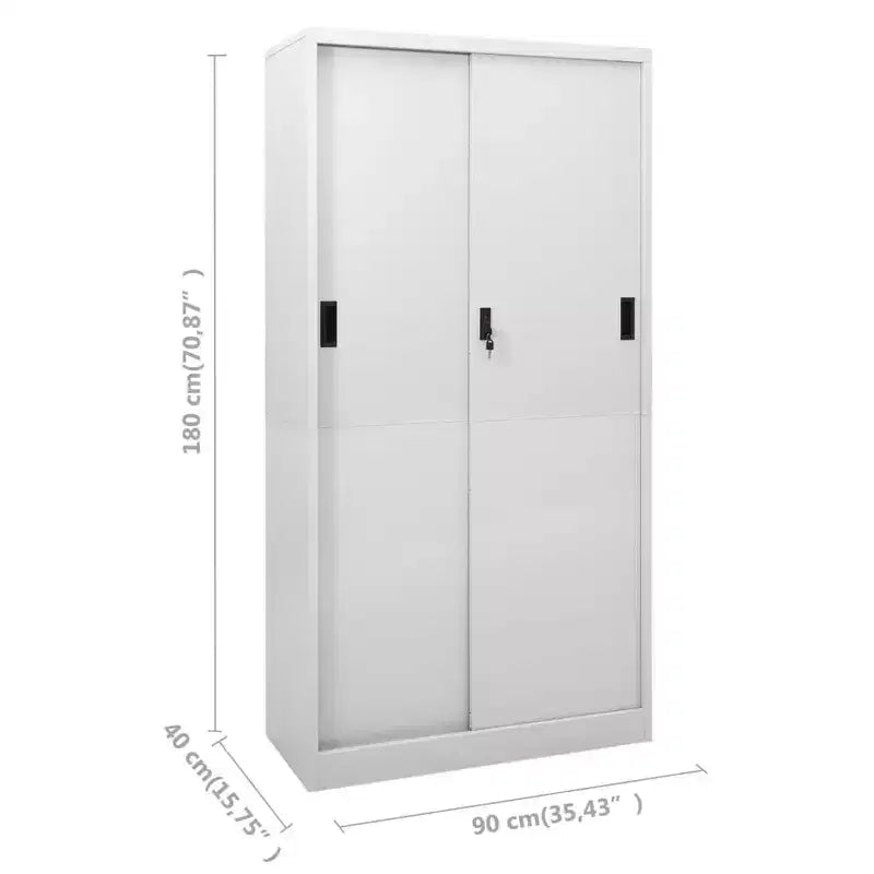 Meuble de classement verrouillable avec porte coulissante en acier