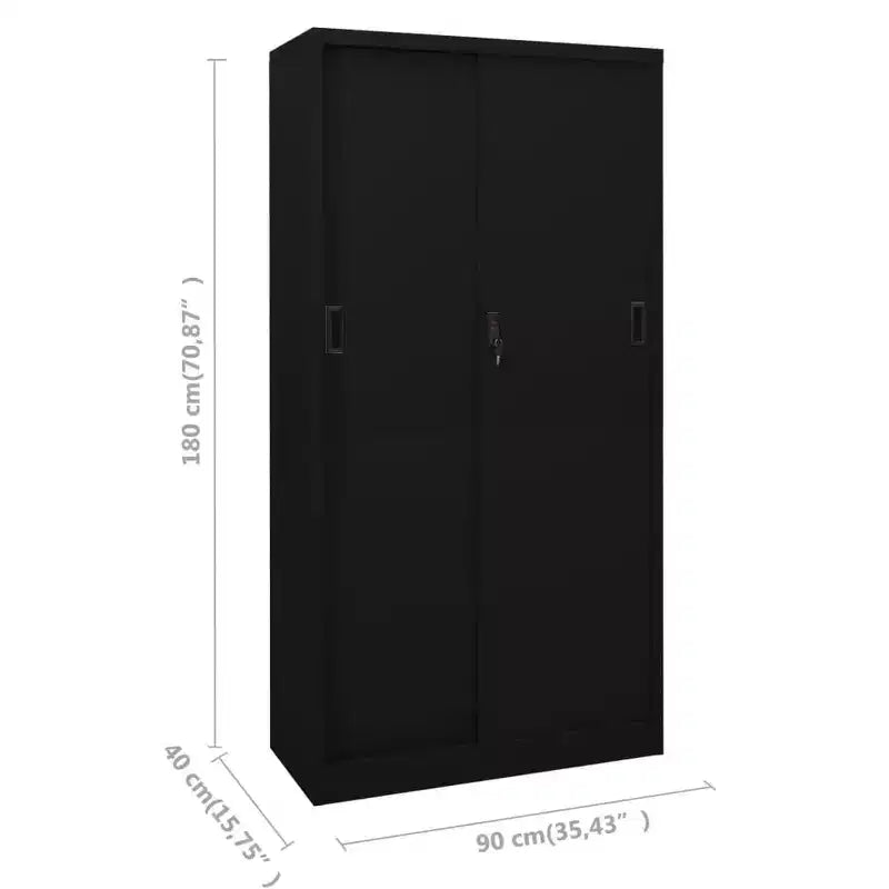 Meuble de classement verrouillable avec porte coulissante en acier