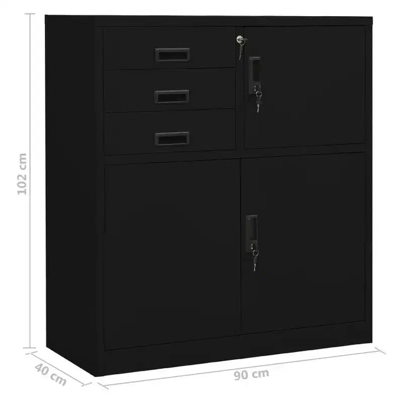 Meuble de rangement pour classement, meuble de bureau avec serrure pour bureau à domicile, en acier - Gris clair sans jardinière