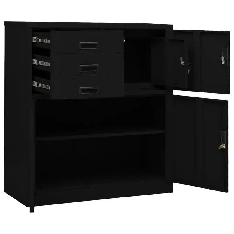 Meuble de rangement pour classement, meuble de bureau avec serrure pour bureau à domicile, en acier - Gris clair sans jardinière